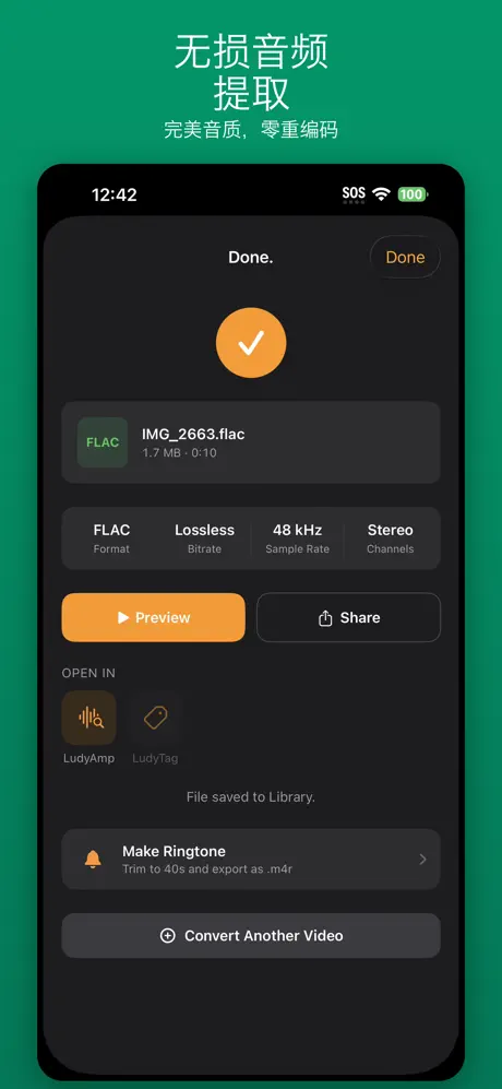 LudyVAC - 视频转音频 应用截图