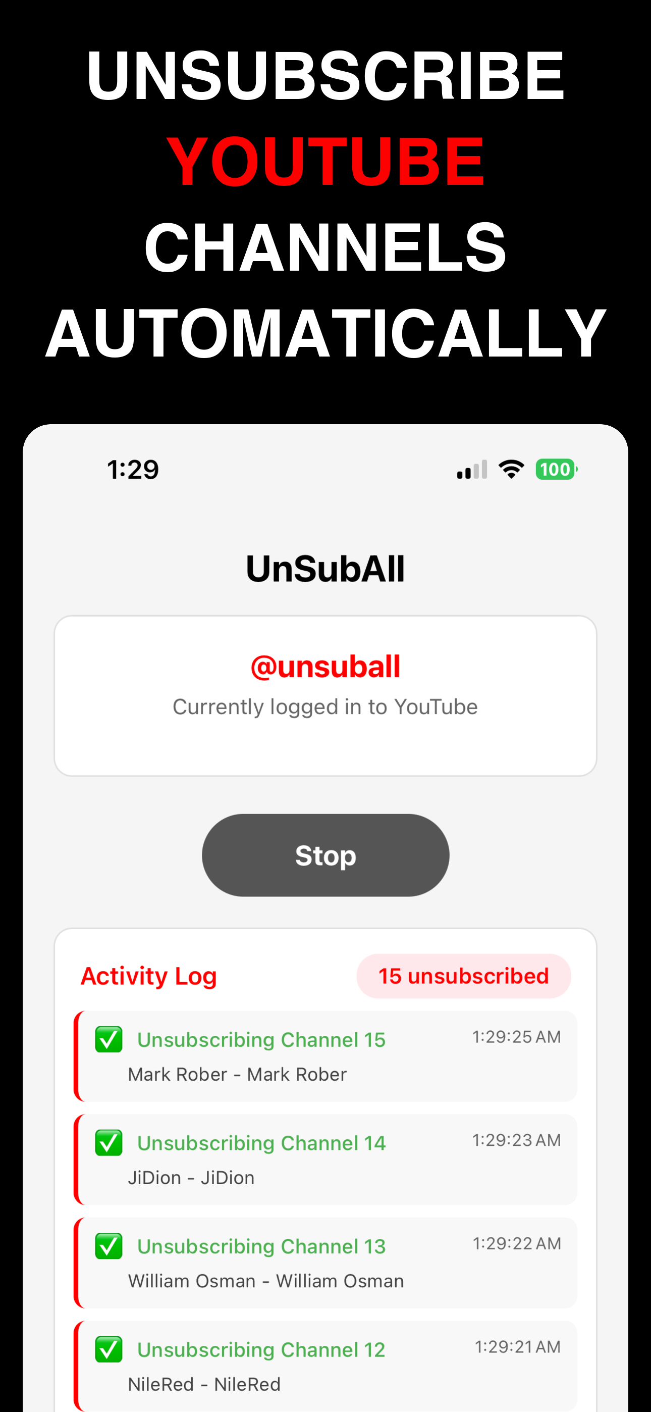 UnSubscribe All for Youtube screenshot 2