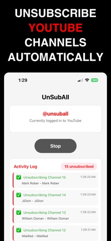 UnSubscribe All for Youtube iPhone screenshot