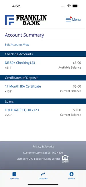 Franklin Bank screenshot 3