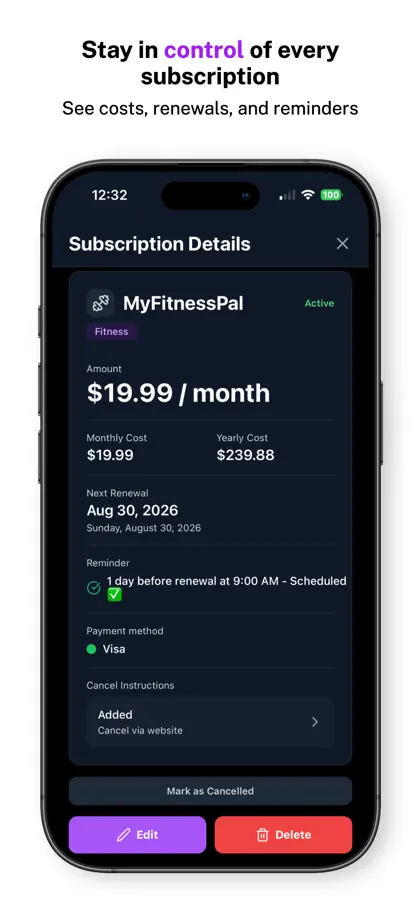 Screenshot 5 von 6 zu CancelCue Subscription Tracker