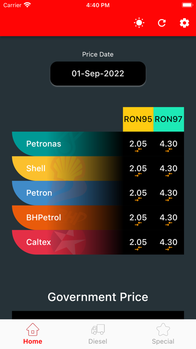Weekly Petrol Price Malaysia Screenshot