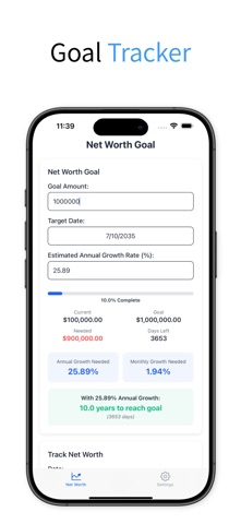 Net Worth Goal screenshot