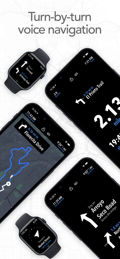 Footpath Route Planner - The app provides clear turn-by-turn voice navigation, offering precise directions and distance prompts on both iPhone and integrated Apple Watch displays.