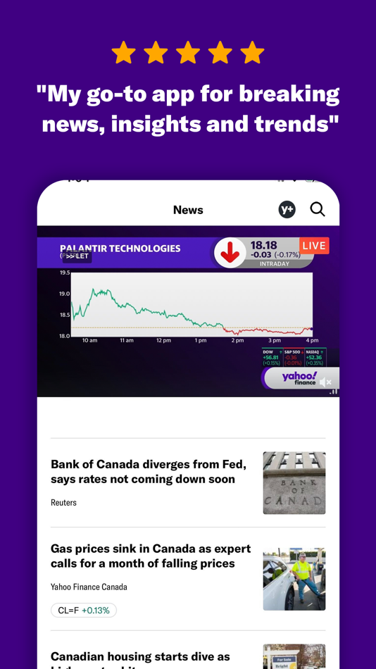 #5. Yahoo Finance: Stocks & News (iOS) Ved: Yahoo