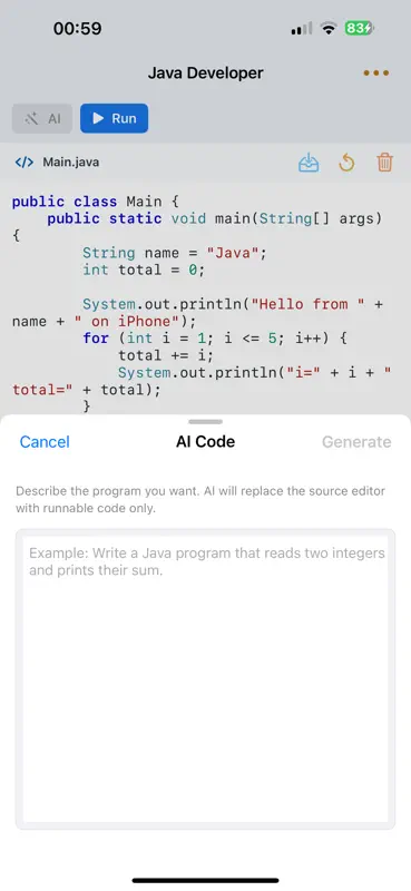 Java Compiler - AI Assistant screenshot 3 of 3