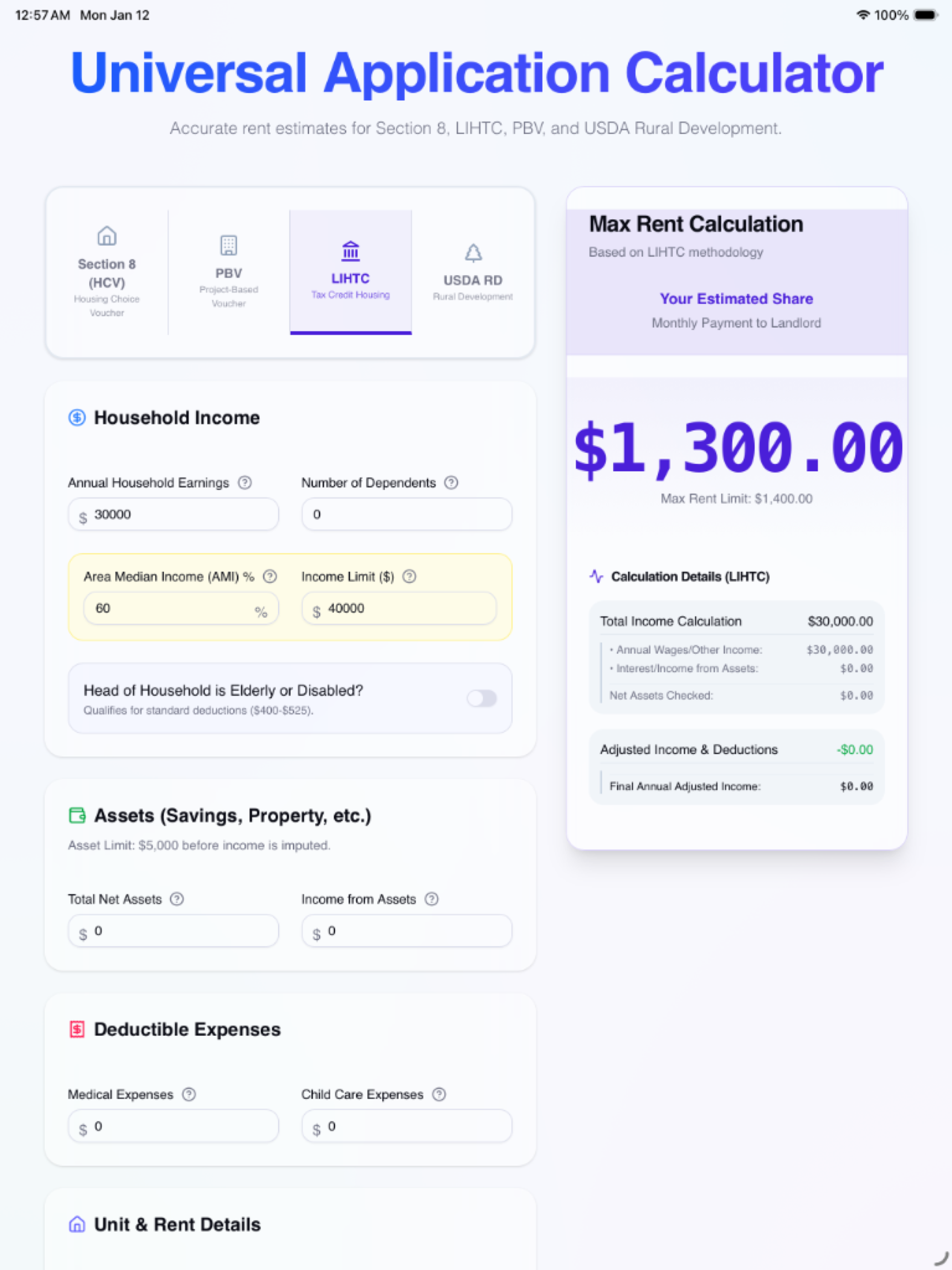 Section 8 Calculator