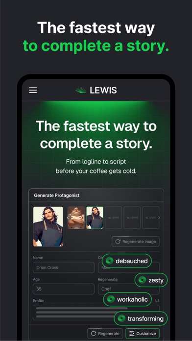 Lewis AI – Create stories fast Screenshot