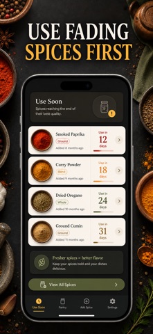 香料管理:调味品库存 保质期提醒 新鲜度记录 厨房收纳架 screenshot