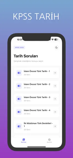 KPSS Tarih Sorular 2026 iPhone screenshot 3