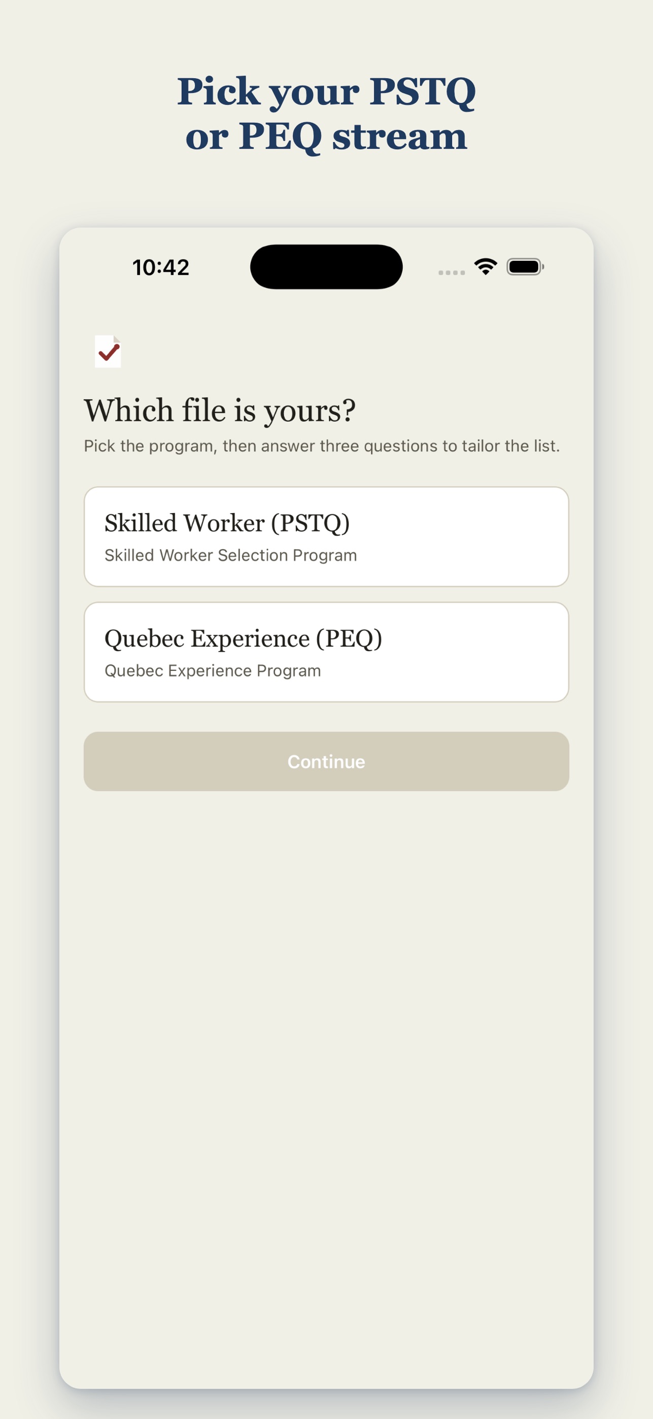 Screenshot 1 of MonDossier: CSQ Checklist