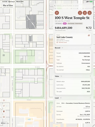 Plat of Zion - Utah Parcels iPad screenshot