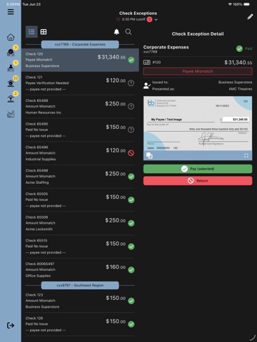 Nevada State Bank Positive Pay iPad screenshot