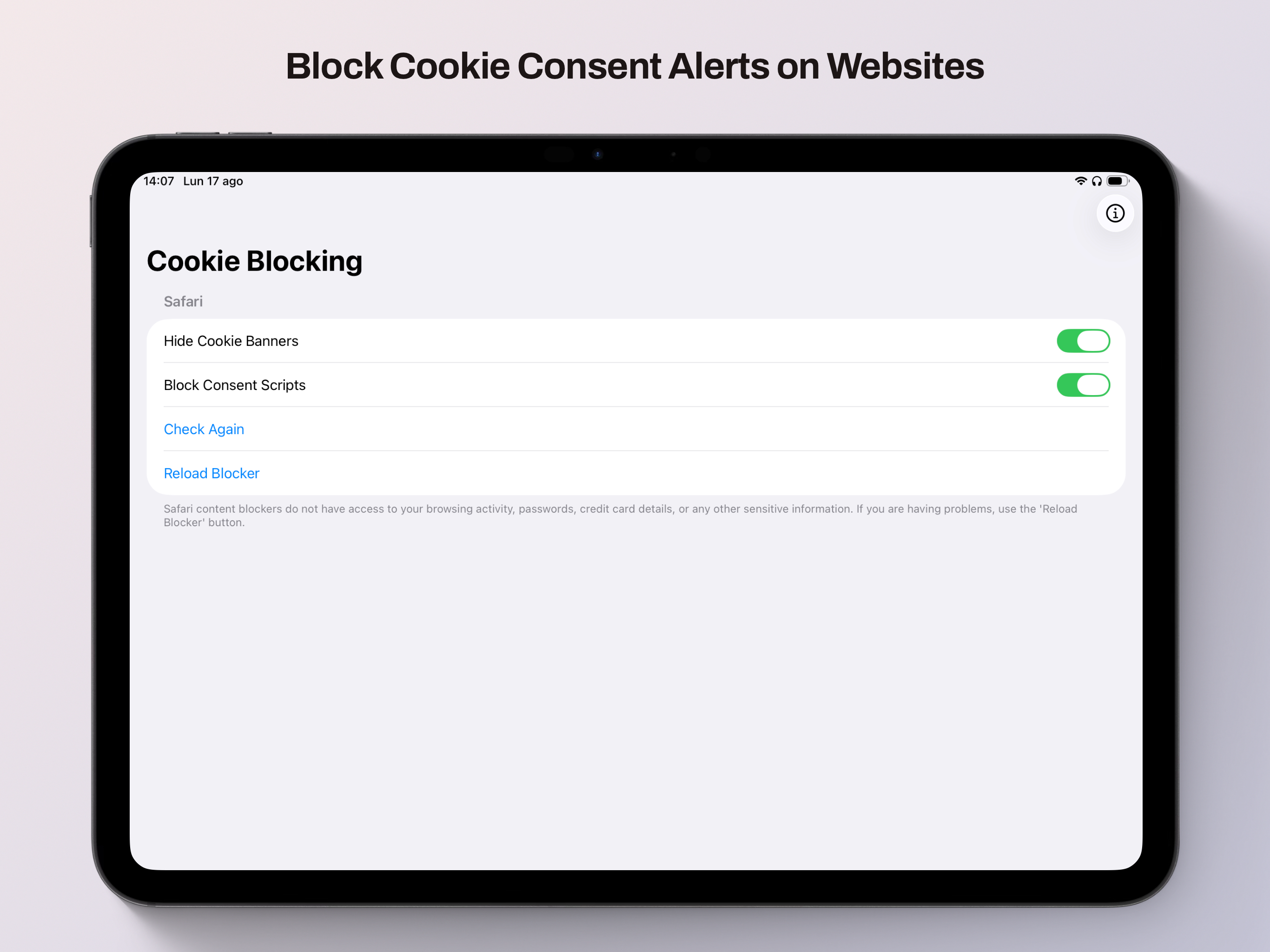 Cookie Blocking screenshot 2