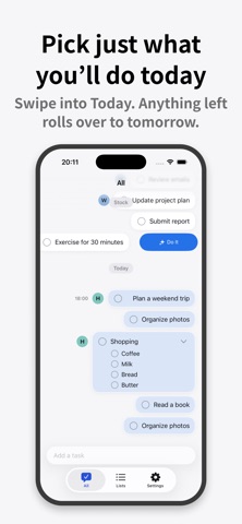 Chat-style to-do list ChatDo iPhone screenshot