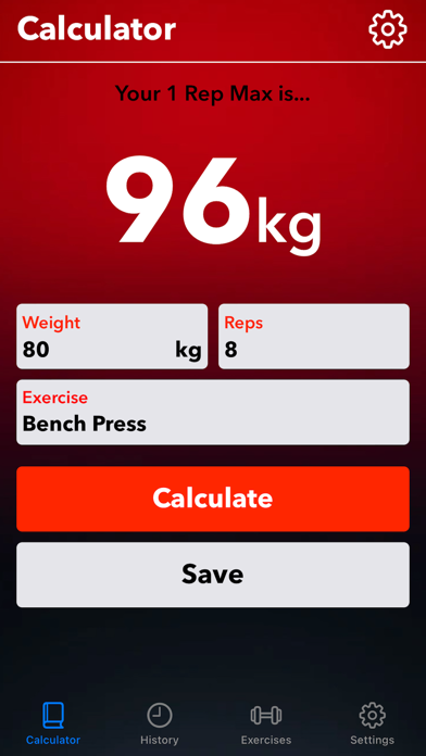 One Rep Max Screenshot