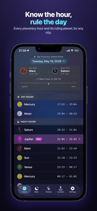Planetary Hours & Moon Phase Screenshot 1 of 10