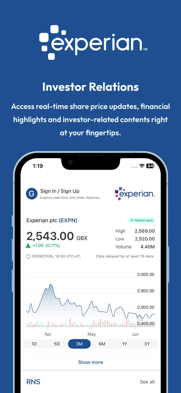 Screenshot #1 pour Experian plc Investor Relation
