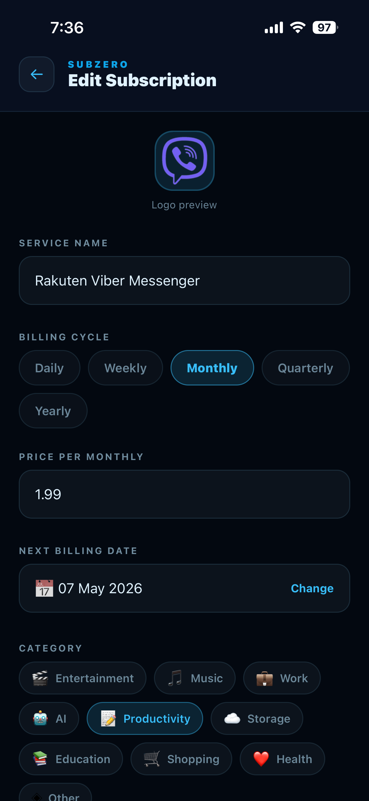 Subzero — Freeze Subscriptions