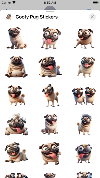 Screenshot 1 of Goofy Pug Stickers App