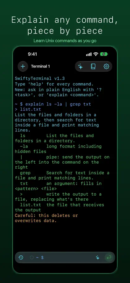 Screenshot 3 di 6 di SwiftyTerminal: Terminal Shell