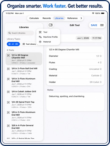 CNC Milling Speeds & Feeds Pro iPad screenshot