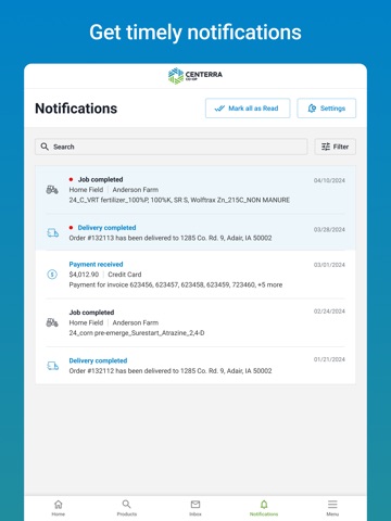 Centerra Connect iPad screenshot