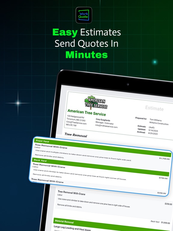 WorkQuote: Estimate & Invoice iPad screenshot 1 - Business app