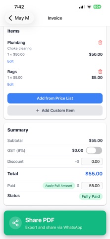 Handyman Job & Invoice Manager screenshot