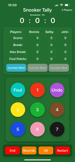 SnookerTally screenshot 2
