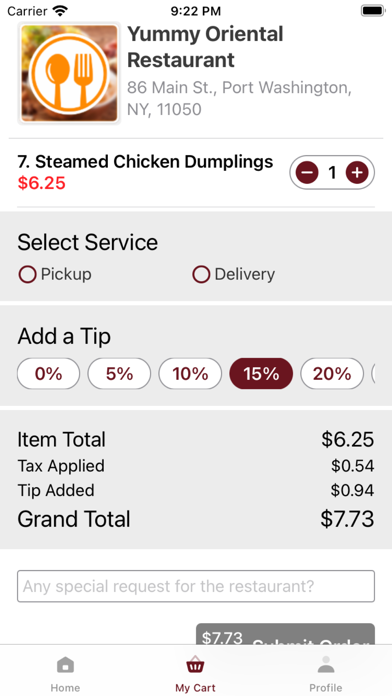 Yummy Oriental Restaurant Screenshot