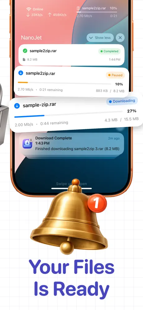 NanoJet: Save & Organize Files 下载管理器应用截图