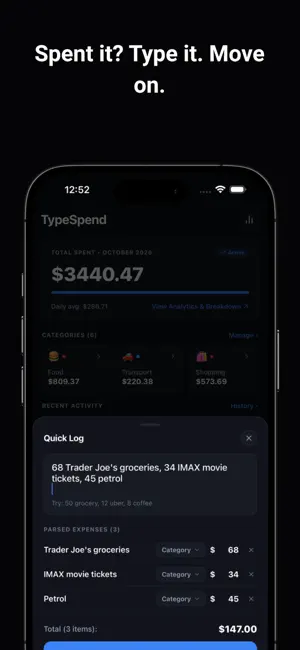 Type Spend: Expense Tracker screenshot 1