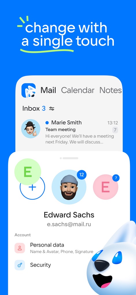 Mail: Email, Cloud, Calendar - ワンタッチでアカウント切替