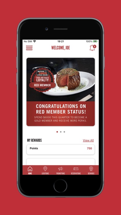 Ruth's Chris SA Loyalty Screenshot