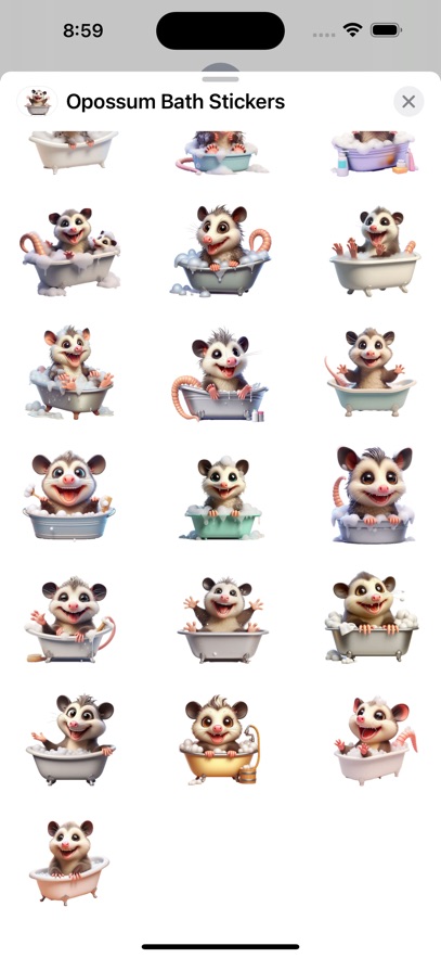 Opossum Bath Stickers