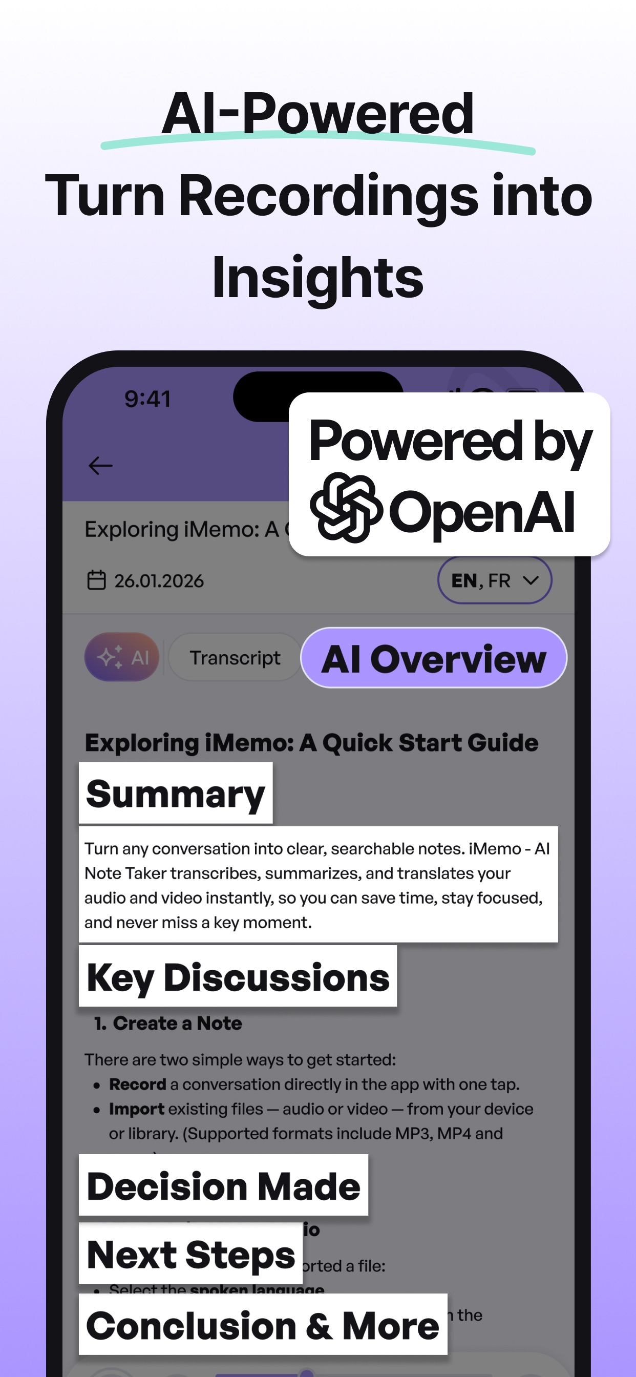Screenshot 2 of iMemo: AI Meeting Note Taker