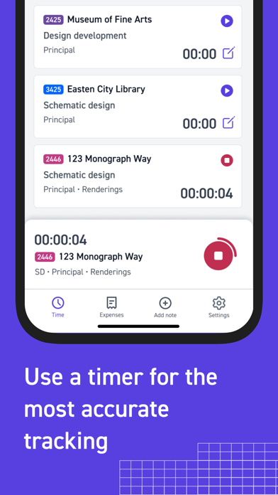 Monograph: Time and Expenses iPhone screenshot