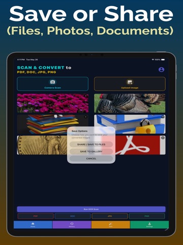 Scanner: to PDF, DOC, JPG, PNG iPad screenshot