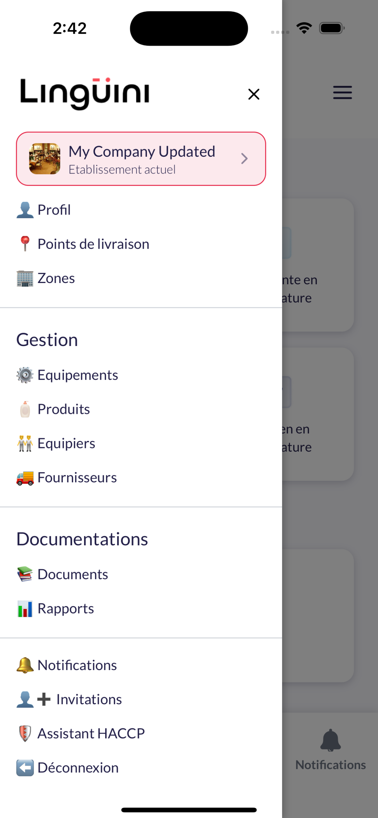 Linguini haccp screenshot 2