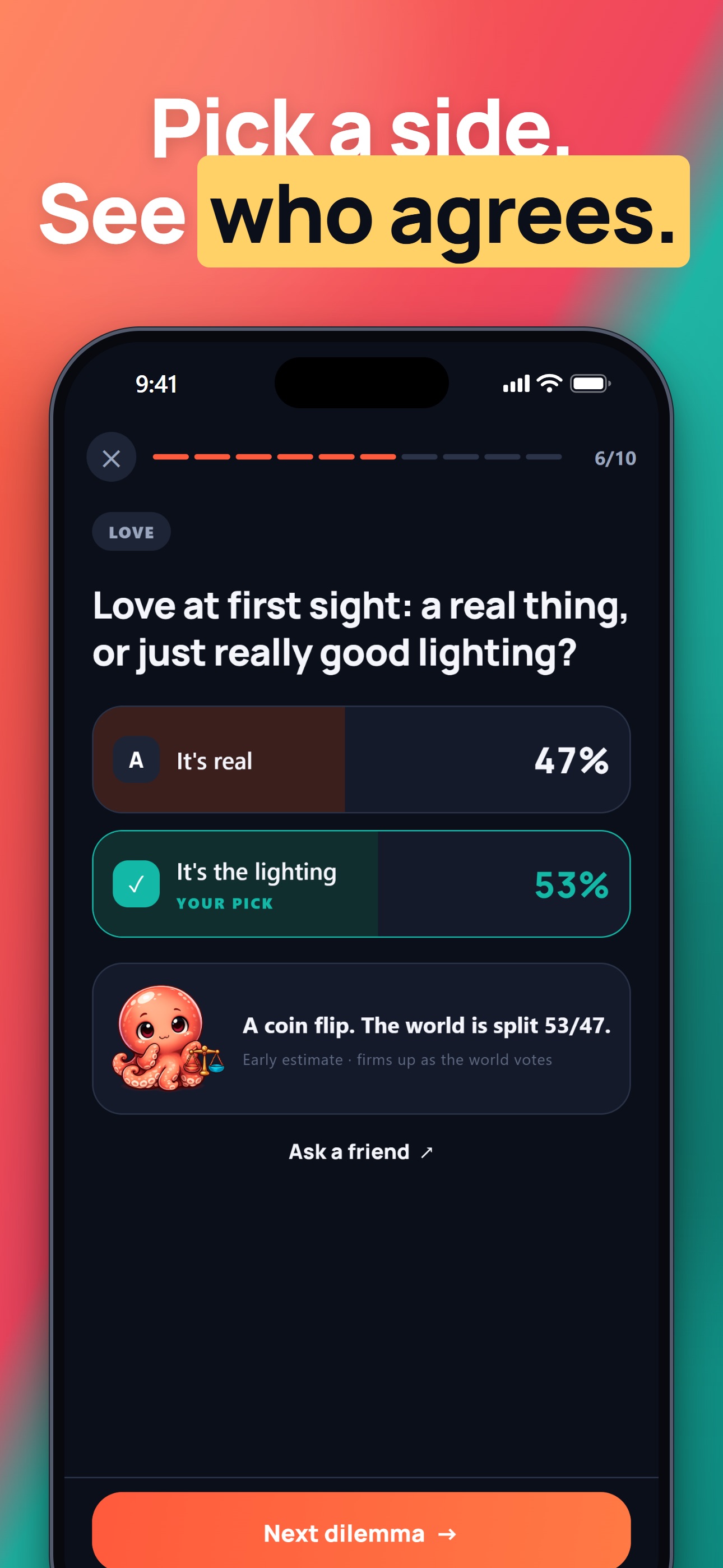 Screenshot 1 of FLIKT: Daily Dilemmas