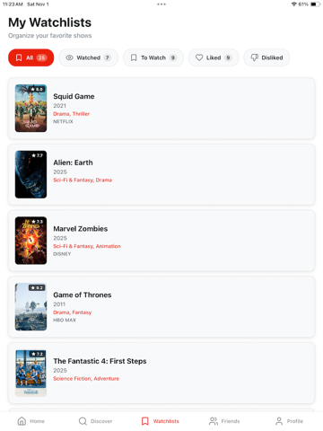 Flock - Watchlist Sharing App iPad screenshot 6 - Entertainment app