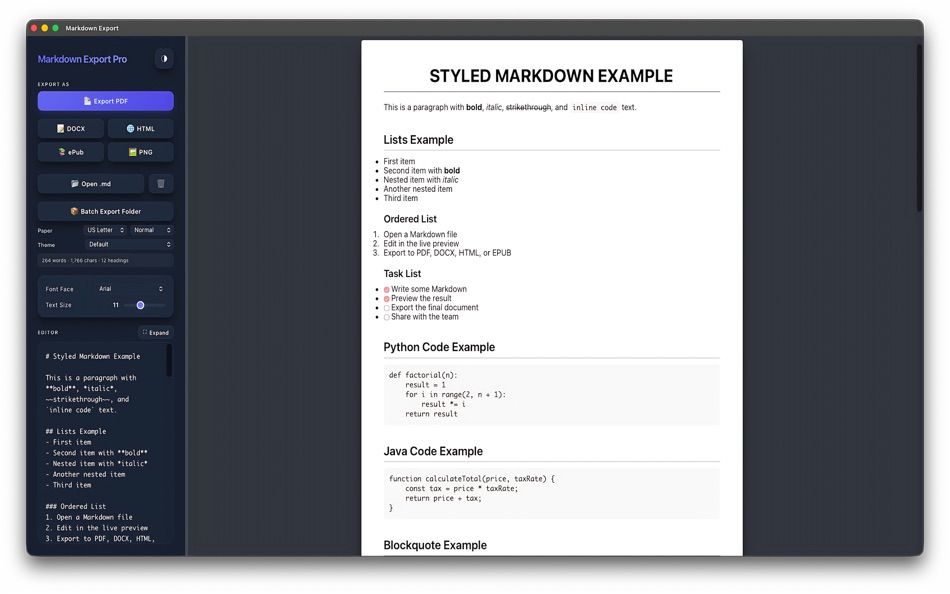 #3. Markdown Export (macOS) By: Tanvir N Hasan