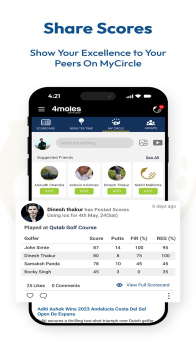4moles Golf Handicap & Booking Screenshot