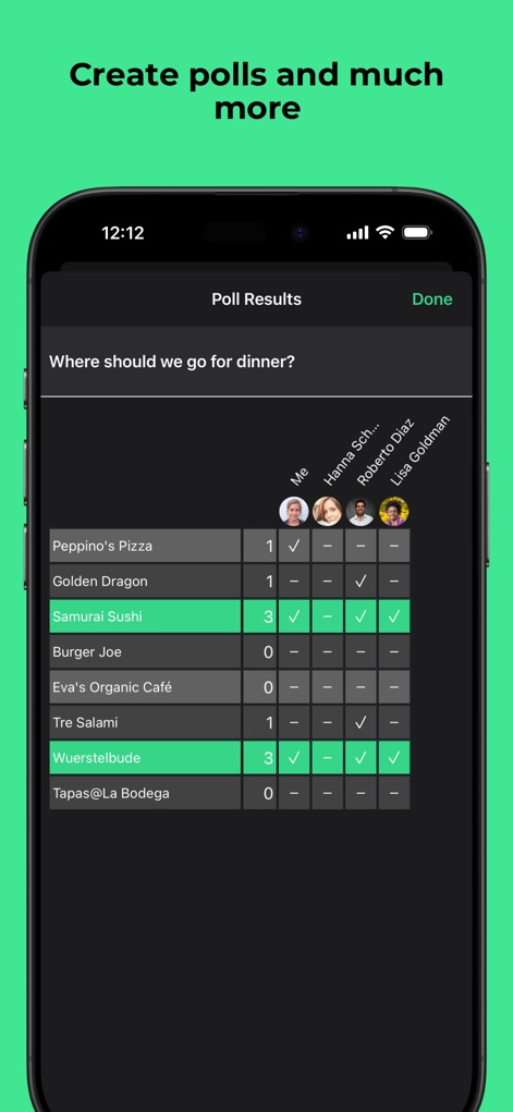 Threema. The Secure Messenger - This tool facilitates group decisions through a clear poll results display and individual participant responses for easy tracking of consensus.