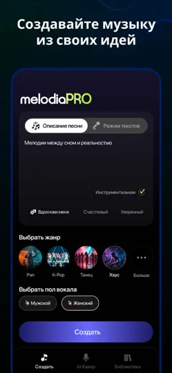 Скриншот Melodia - Музыка с ИИ на iPhone 5
