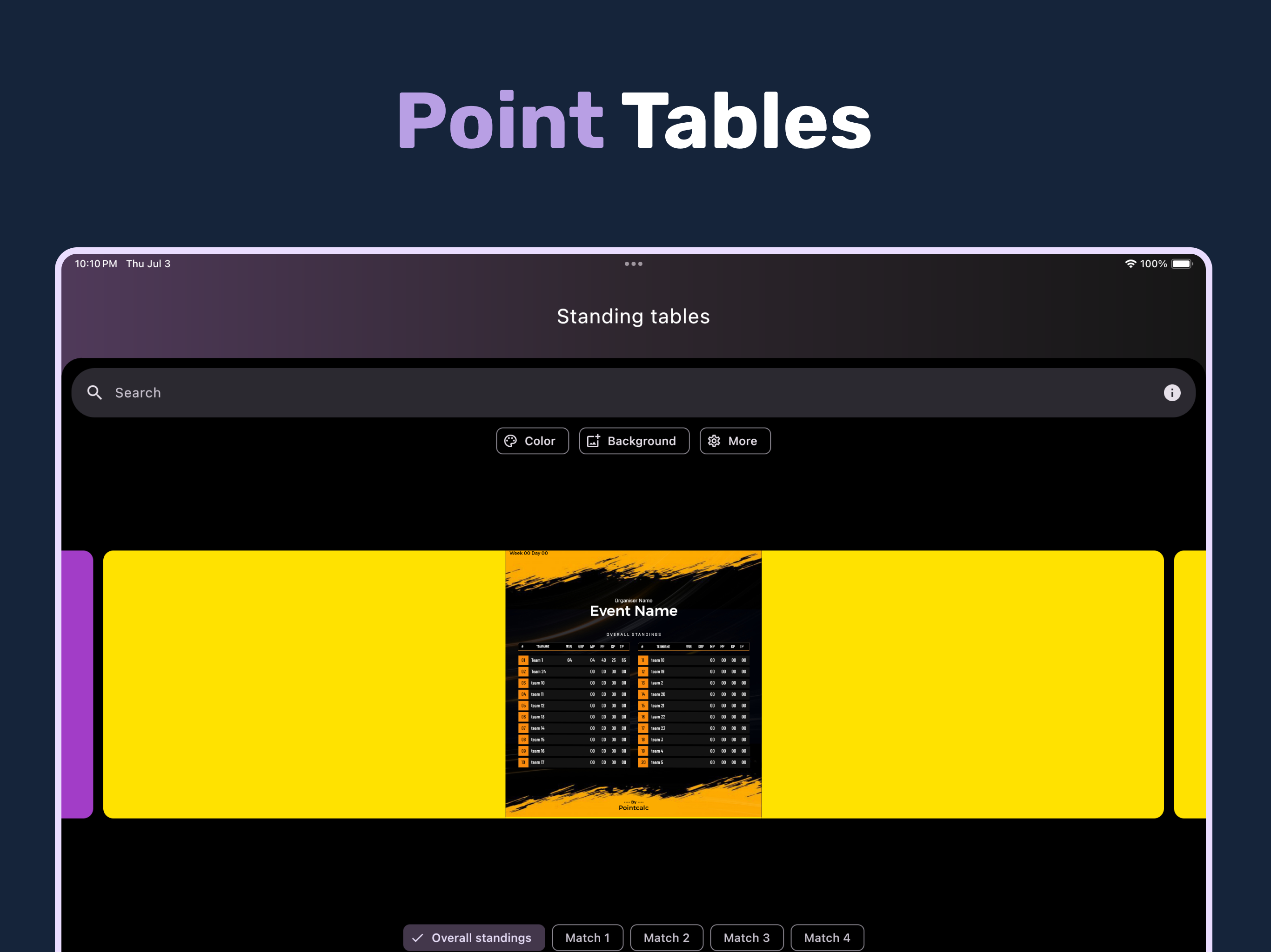 Pointcalc | Point Table Maker