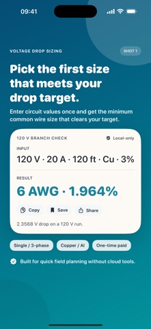 Voltage Drop Wire Calc screenshot