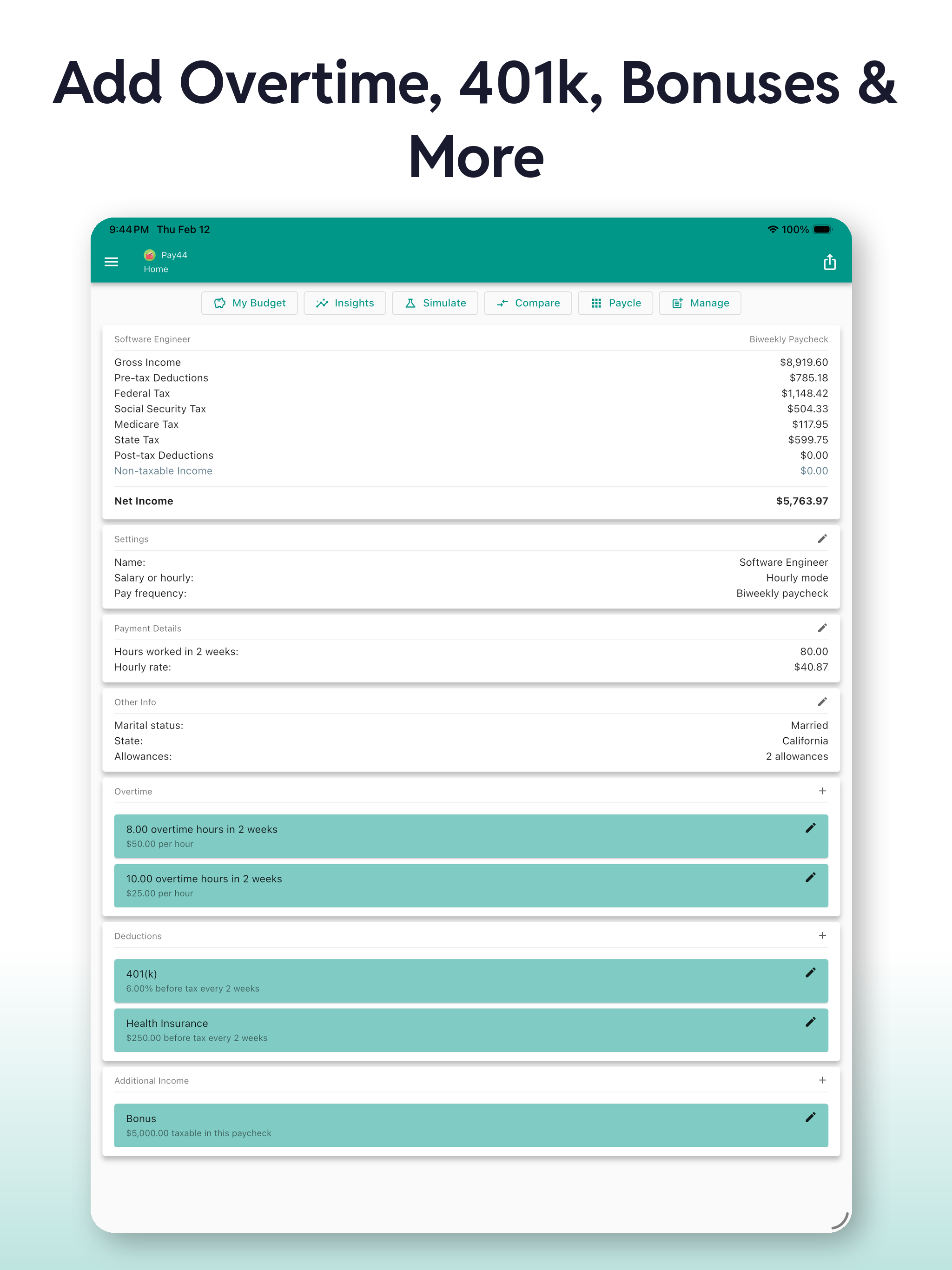 Paycheck Calculator US - Pay44