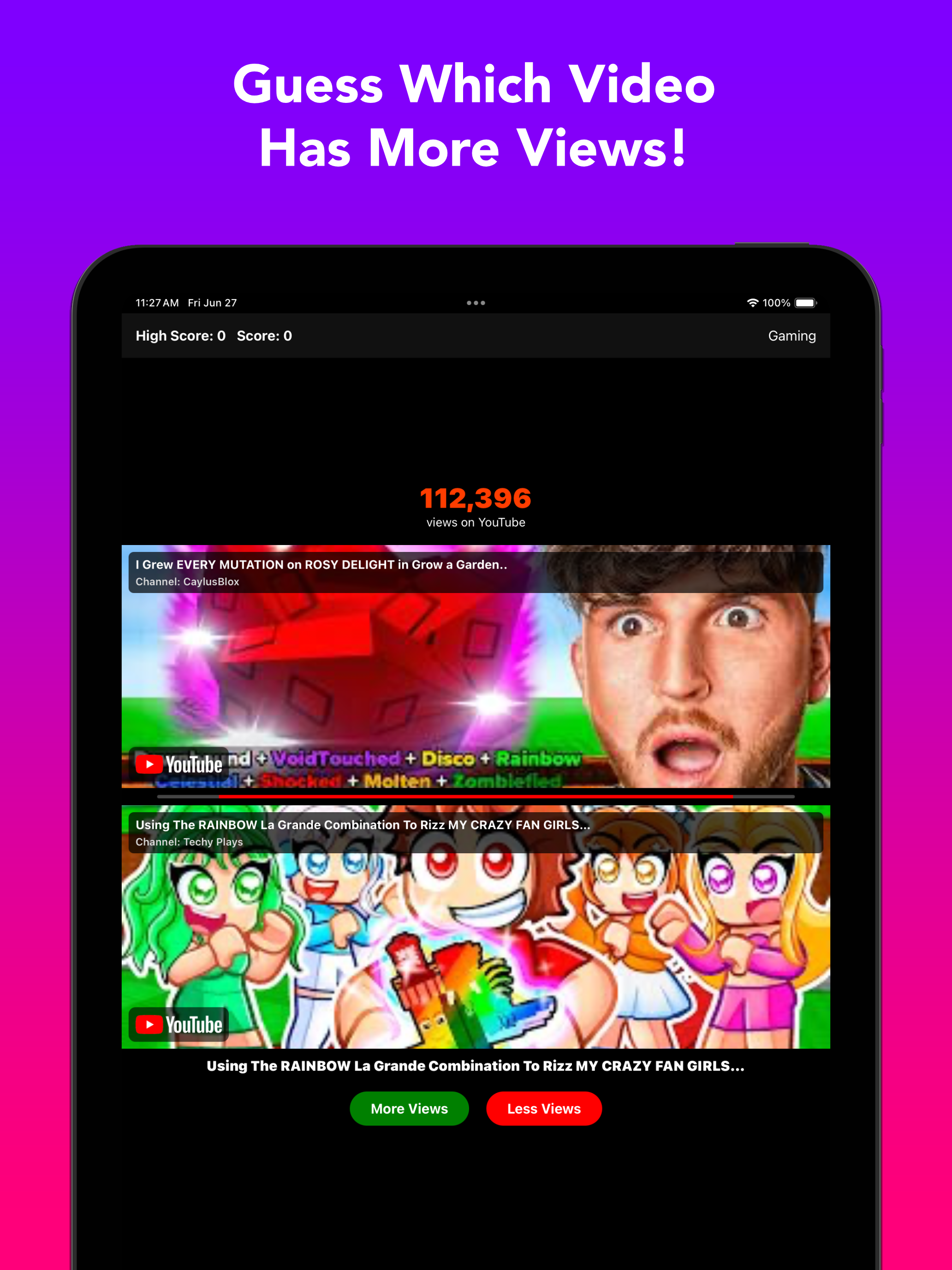 Video Views Higher Lower Game screenshot 5